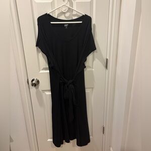 Lands' End 3X (24/26) Black Midi T-shirt Dress